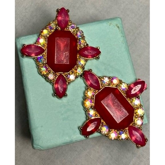 Vintage Joann Rivers Pink Tourmaline Earrings NWOT - Picture 1 of 12